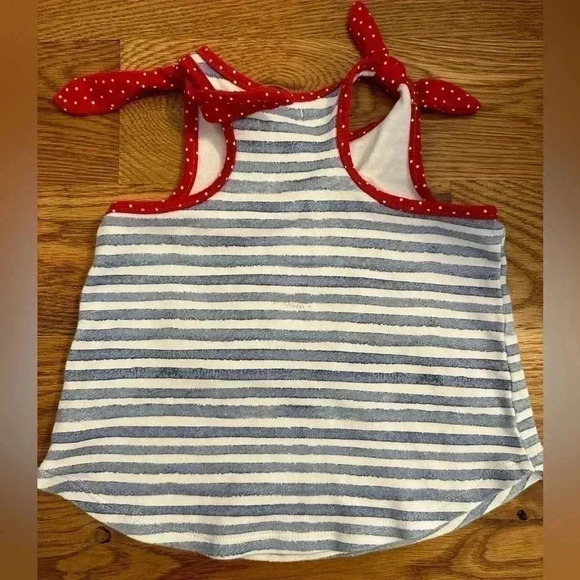Mud Pie Crab Applique Blue Stripe Sleeveless top and red pants - Picture 8 of 12